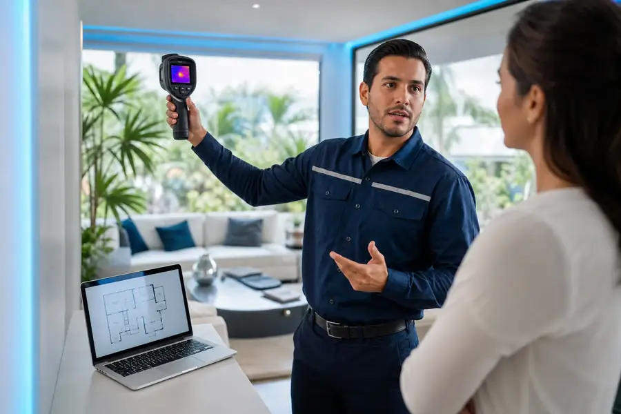 Técnico de Polar Ice Guayaquil realizando una inspección técnica gratuita
